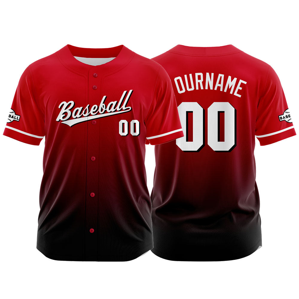Custom Full Print Design Authentic Baseball Jersey red-black enthsush