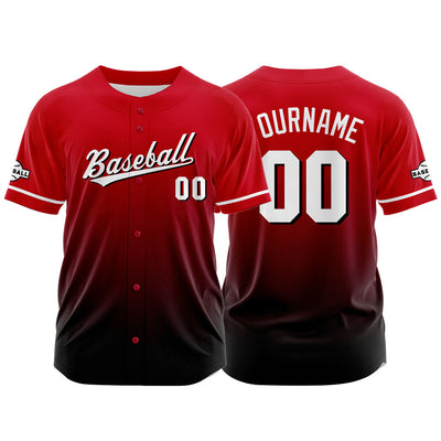 Custom Full Print Design Authentic Baseball Jersey red-black enthsush