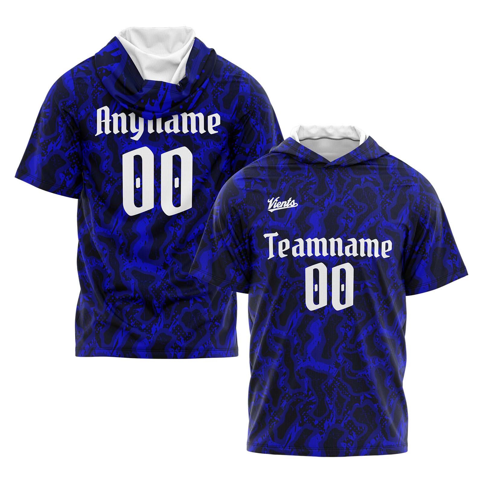 Custom Navy Royal Short Sleeve Hoodies for Men Women Shirts with Hoods Printed Name Logo enthsush