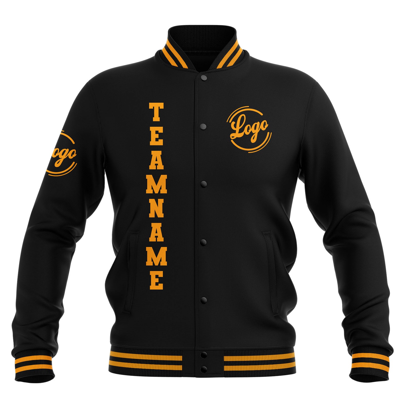 Custom Black Yellow Waterproof Varsity Jackets Personalized Stitched Name Number Logo to Letterman Jackets enthsush