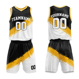 Custom Basketball Jersey Uniform Suit Printed Your Logo Name Number Black-Yellow-White