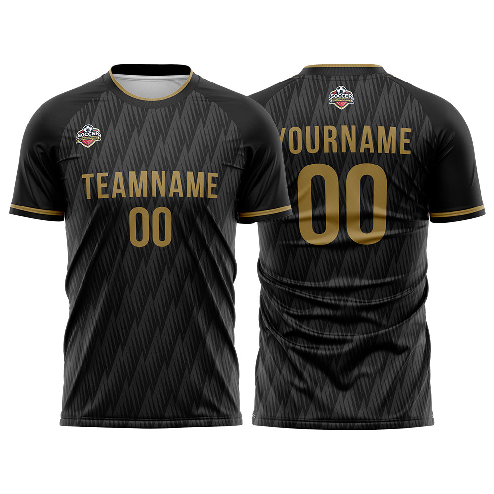 Custom Soccer Jerseys for Men Women Personalized Soccer Uniforms for Adult and Kid Black-Gray-Gold enthsush