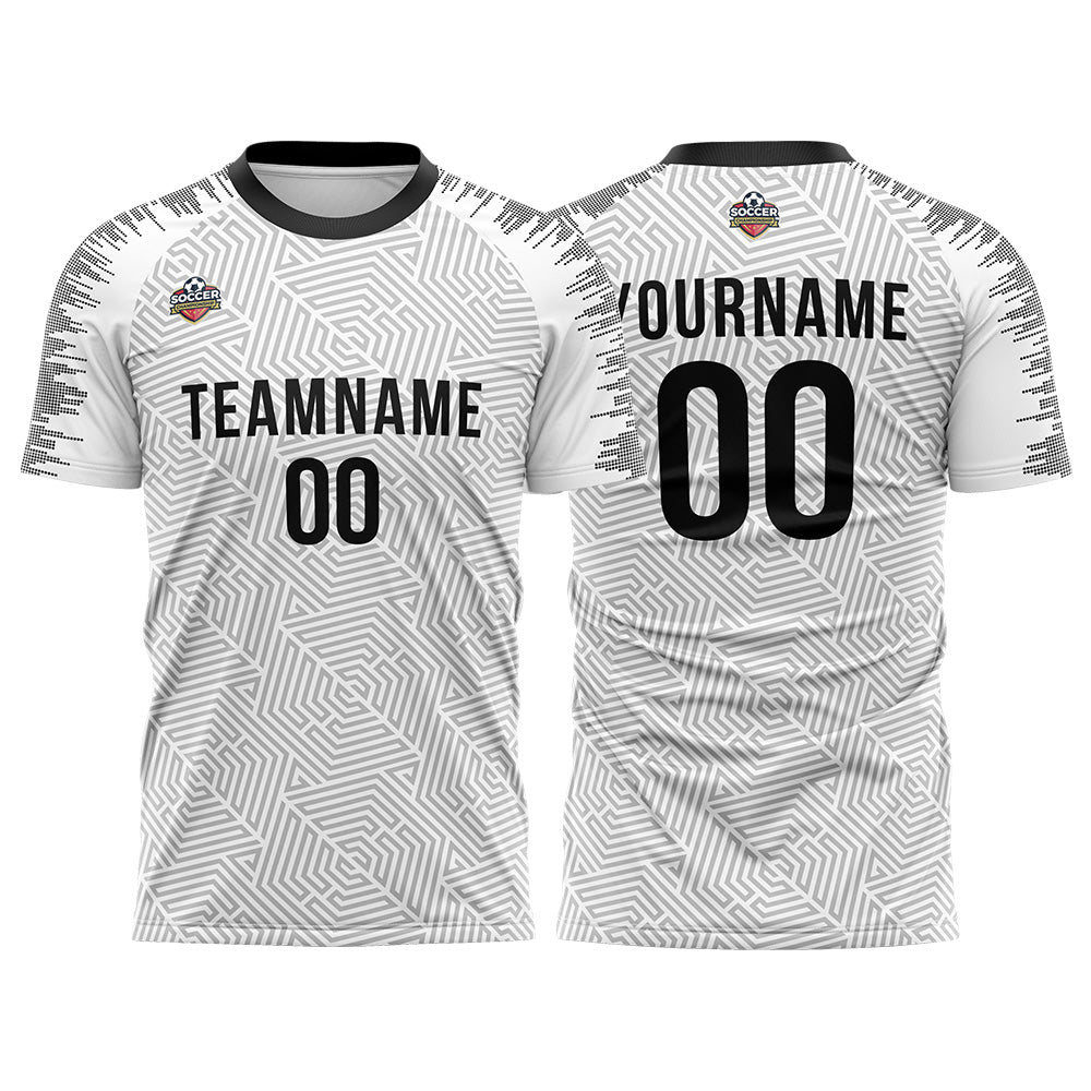 Custom Soccer Jerseys for Men Women Personalized Soccer Uniforms for Adult and Kid White-Black enthsush