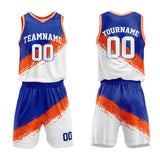 Custom Basketball Jersey Uniform Suit Printed Your Logo Name Number Royal-Orange-White