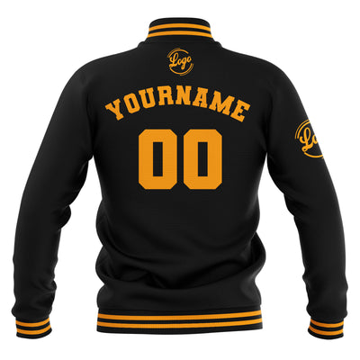 Custom Black Yellow Waterproof Varsity Jackets Personalized Stitched Name Number Logo to Letterman Jackets enthsush