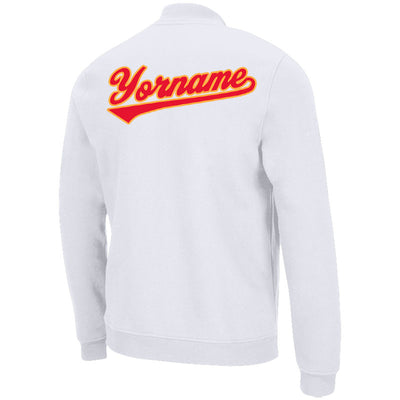 Custom Long Sleeve Windbreaker Jackets Uniform Printed Your Logo Name Number White-Red-Yellow enthsush