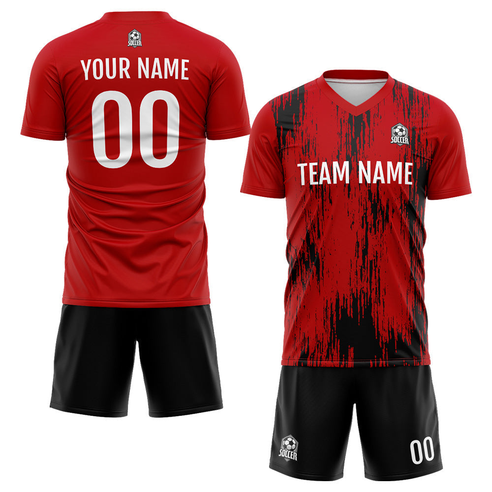 Custom Soccer Jerseys for Men Women Personalized Soccer Uniforms for Adult and Kid Red-Black enthsush