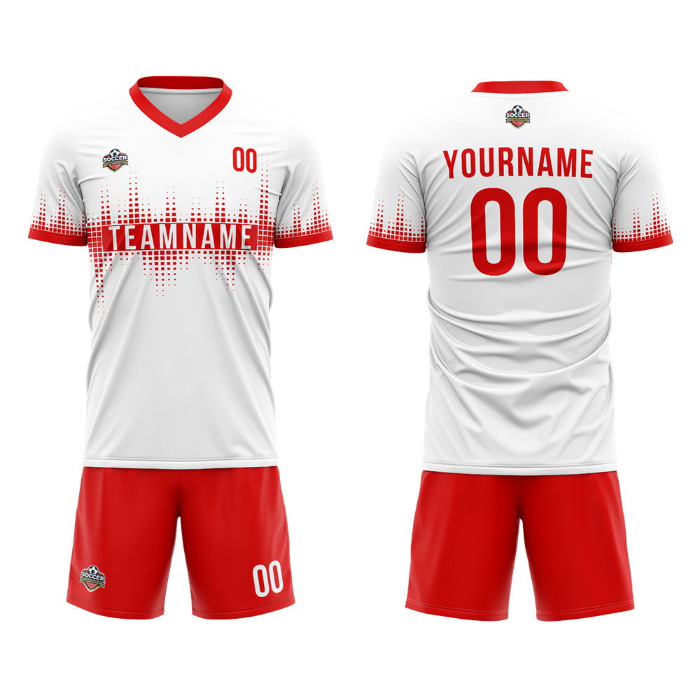 Custom Soccer Jerseys for Men Women Personalized Soccer Uniforms for Adult and Kid White-Red enthsush