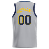 Custom Stitched Basketball Jersey for Men, Women And Kids Gray-Navy-Yellow