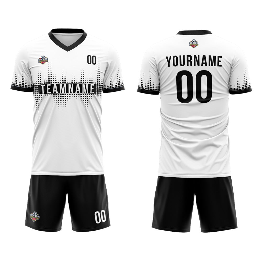 Custom Soccer Jerseys for Men Women Personalized Soccer Uniforms for Adult and Kid White-Black enthsush