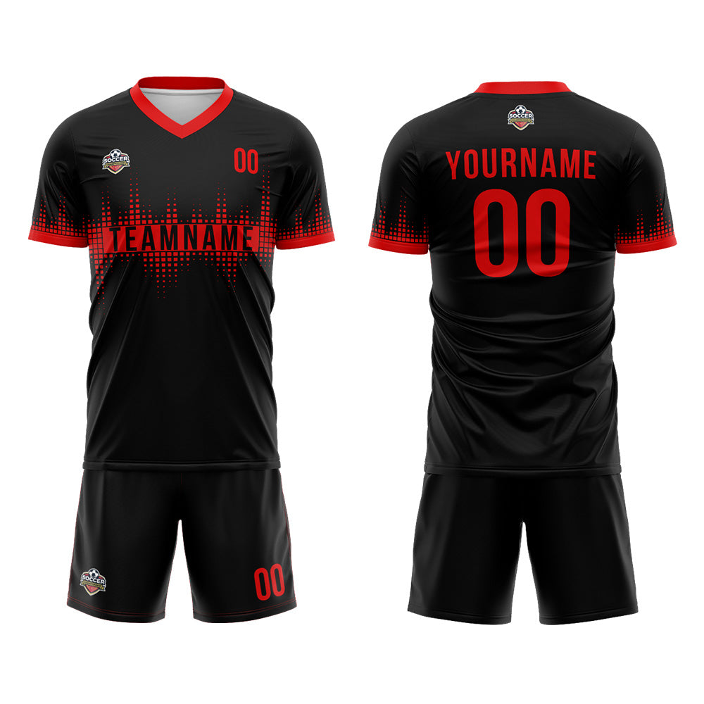 Custom Soccer Jerseys for Men Women Personalized Soccer Uniforms for Adult and Kid Black-Red enthsush