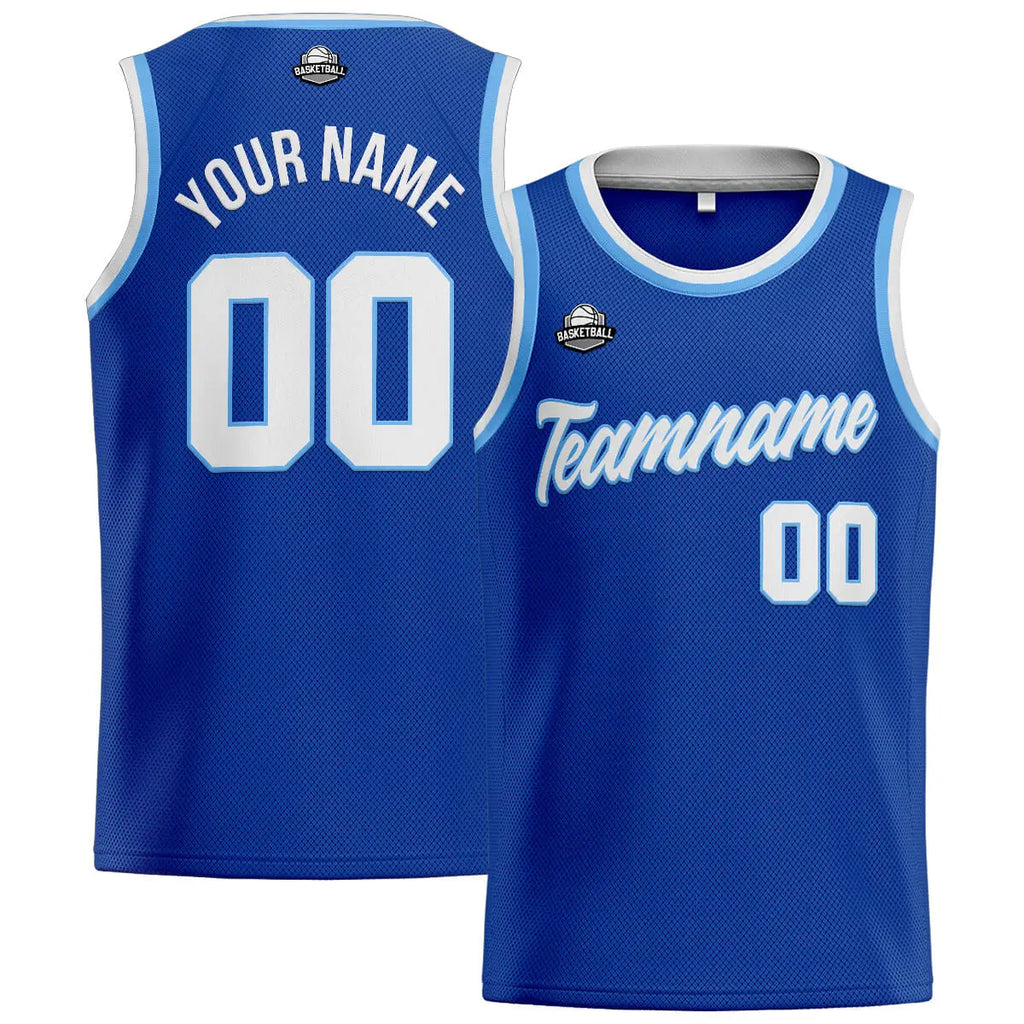 Custom Stitched Basketball Jersey for Men, Women  And Kids Royal-White-Light Blue enthsush