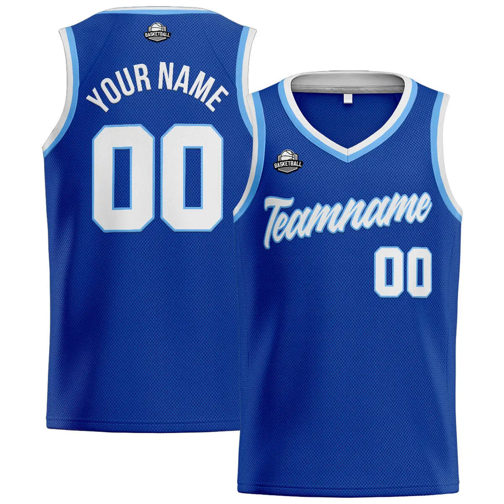 Custom Stitched Basketball Jersey for Men, Women  And Kids Royal-White-Light Blue enthsush