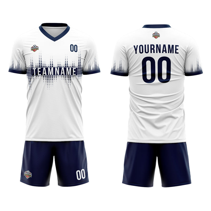 Custom Soccer Jerseys for Men Women Personalized Soccer Uniforms for Adult and Kid White-Navy