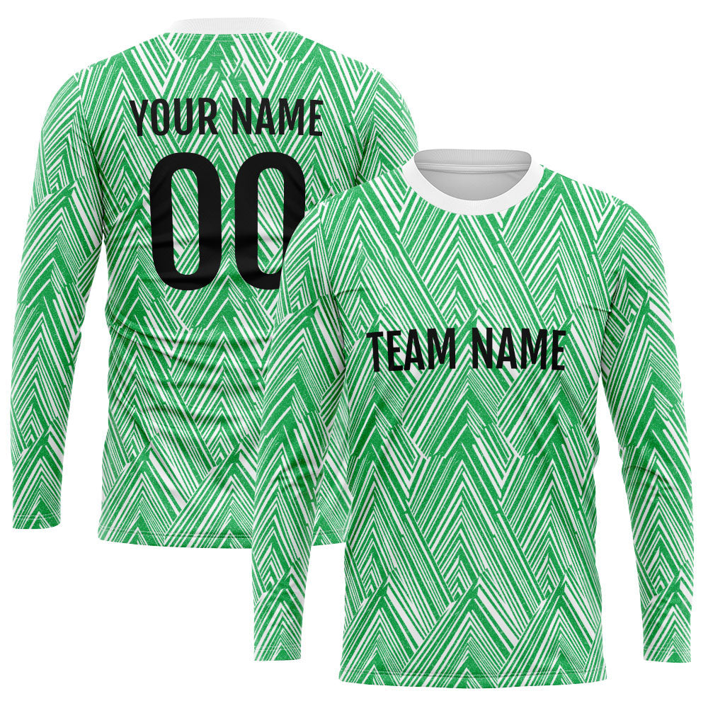 Custom Basketball Soccer Football Shooting Long T-Shirt for Adults and Kids White-Green enthsush