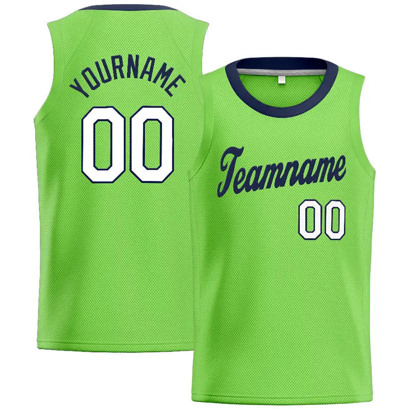 Custom Stitched Basketball Jersey for Men, Women And Kids Neon Green-Navy-White enthsush