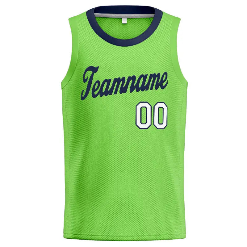Custom Stitched Basketball Jersey for Men, Women And Kids Neon Green-Navy-White enthsush