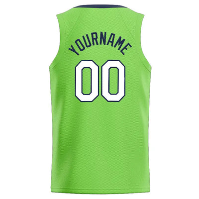 Custom Stitched Basketball Jersey for Men, Women And Kids Neon Green-Navy-White enthsush