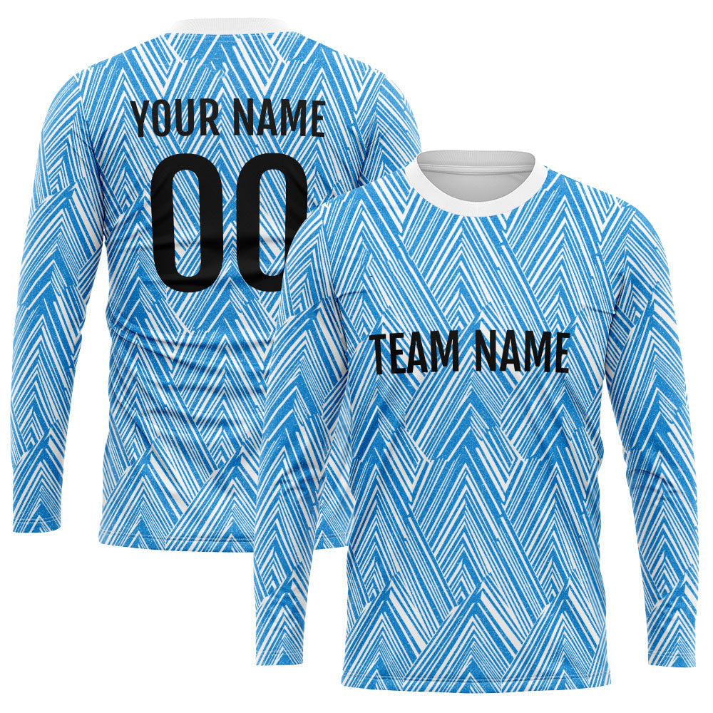 Custom Basketball Soccer Football Shooting Long T-Shirt for Adults and Kids White-Blue enthsush