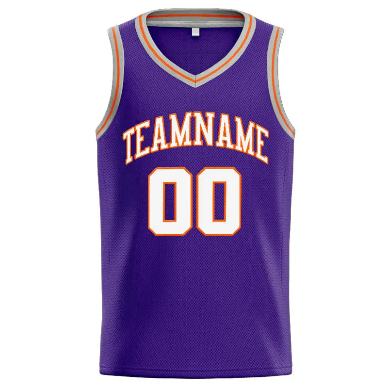 Custom Stitched Basketball Jersey for Men, Women And Kids Purple-White-Orange-Gray enthsush