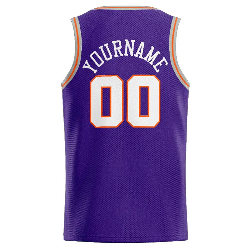 Custom Stitched Basketball Jersey for Men, Women And Kids Purple-White-Orange-Gray enthsush