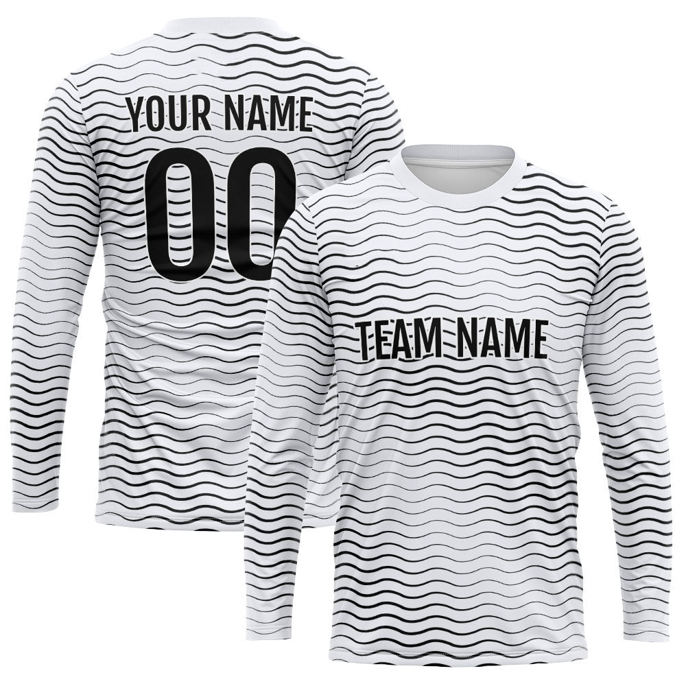 Custom Basketball Soccer Football Shooting Long T-Shirt for Adults and Kids Wave-White enthsush