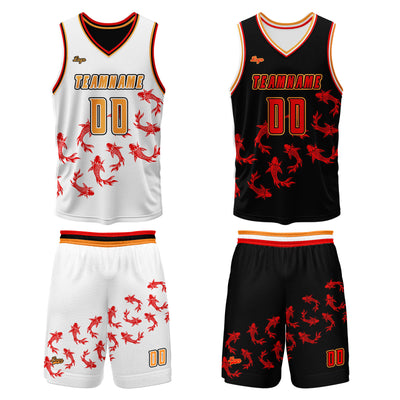 Custom Black White Reversible Basketball Suit for Adults and Kids Personalized Jersey enthsush