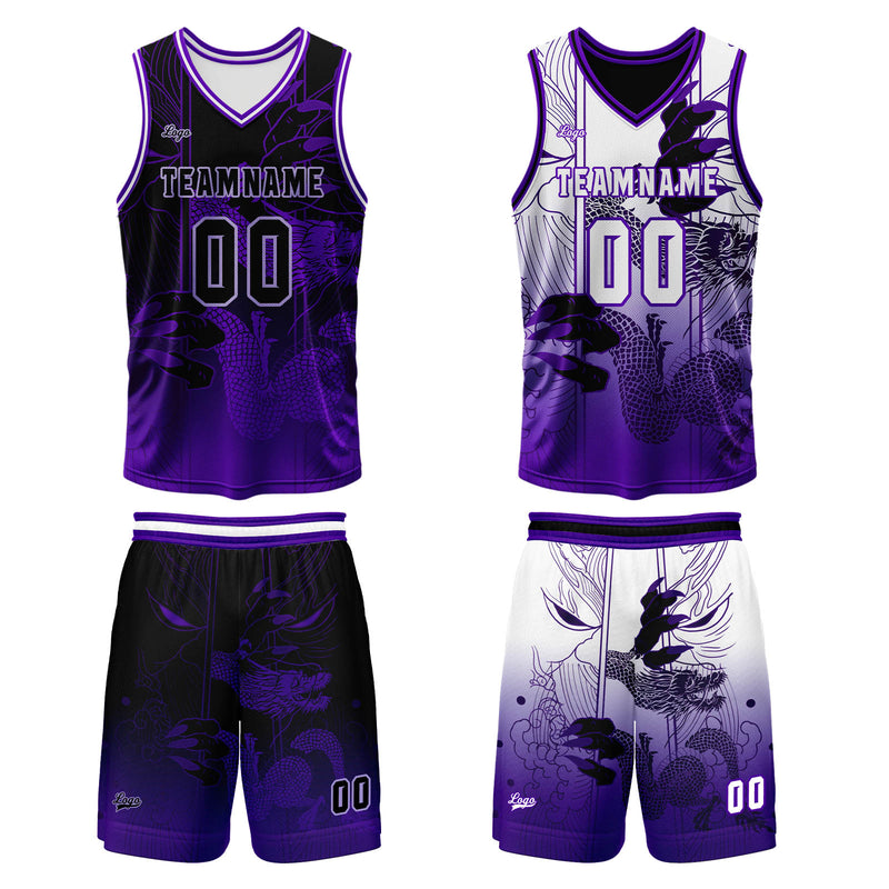 Custom Purple Reversible Basketball Suit for Adults and Kids Personalized Jersey