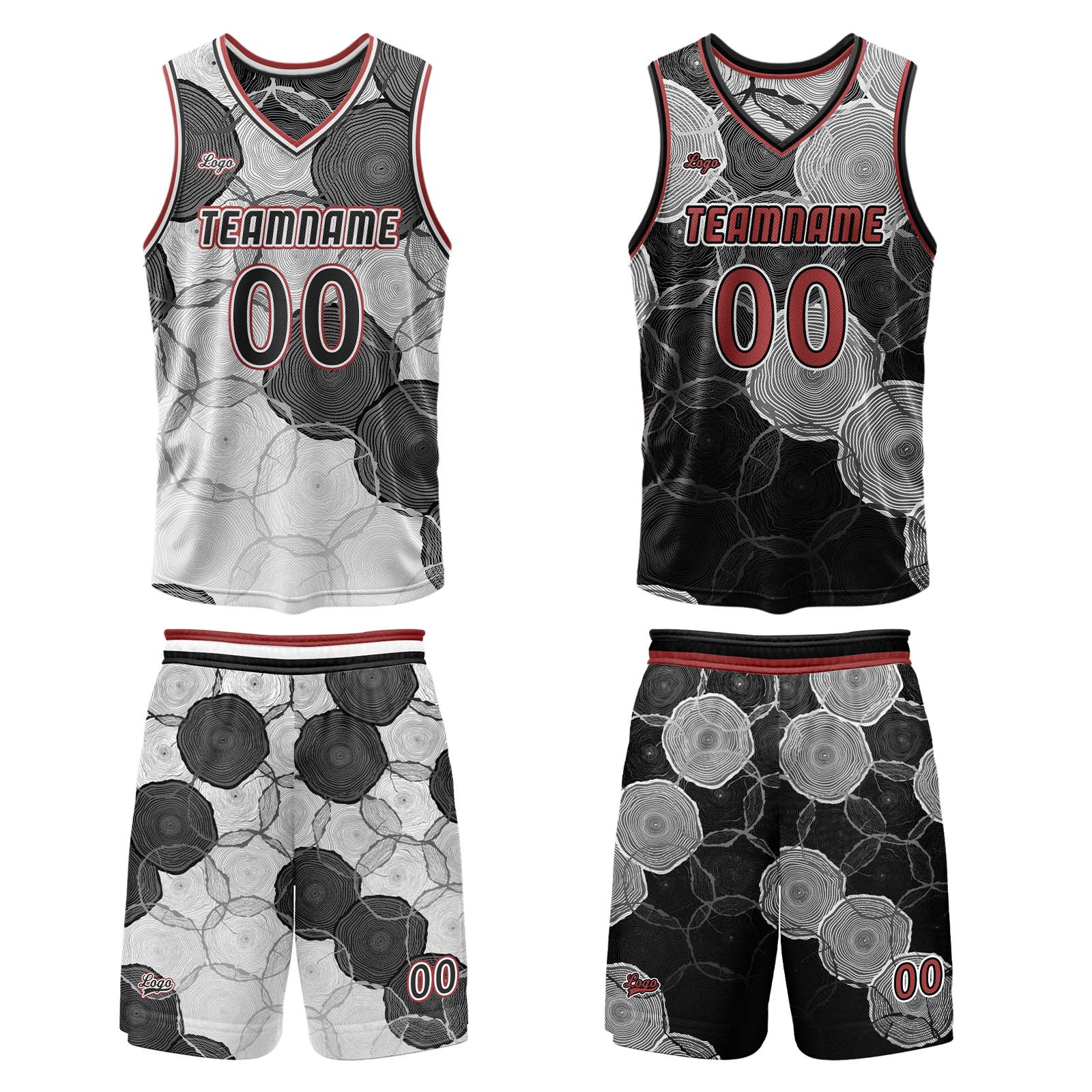 Custom Black Gray Reversible Basketball Suit for Adults and Kids Personalized Jersey enthsush