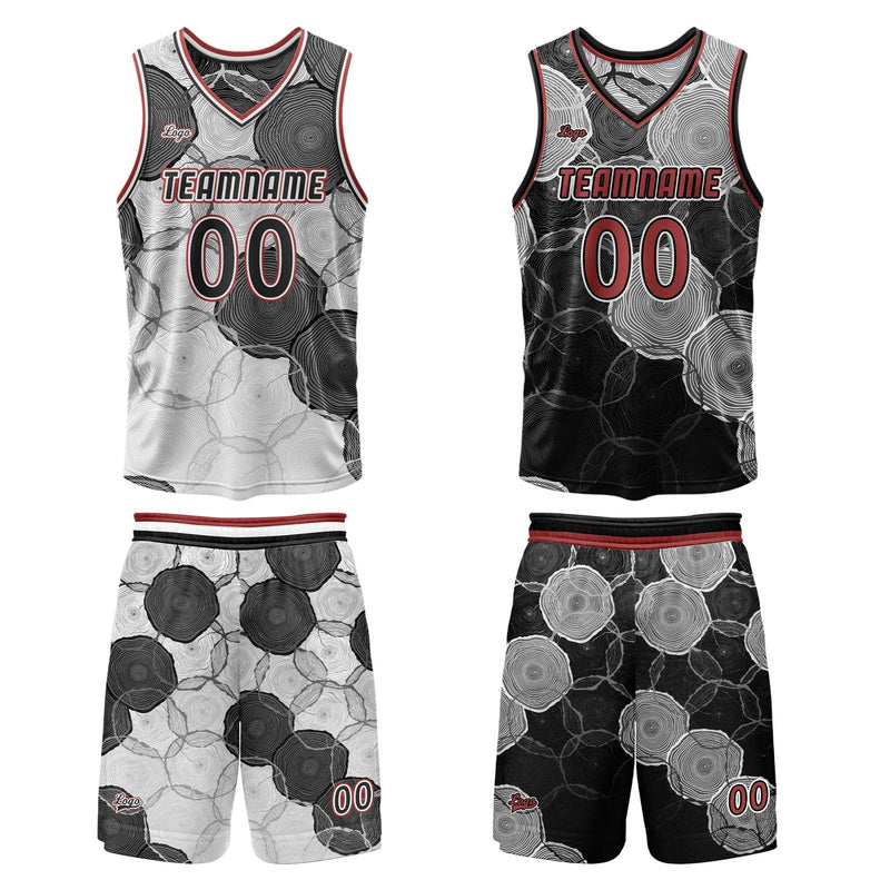 Custom Black Gray Reversible Basketball Suit for Adults and Kids Personalized Jersey