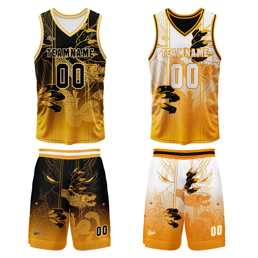 Custom Orange Reversible Basketball Suit for Adults and Kids Personalized Jersey enthsush