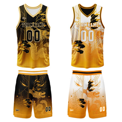 Custom Orange Reversible Basketball Suit for Adults and Kids Personalized Jersey enthsush