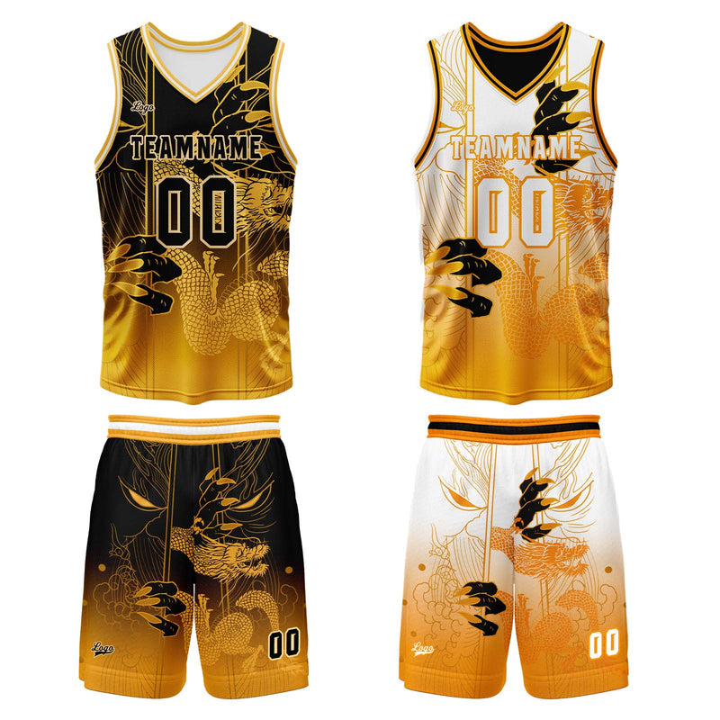 Custom Orange Reversible Basketball Suit for Adults and Kids Personalized Jersey