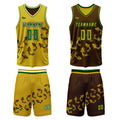 Custom Yellow Brown Reversible Basketball Suit for Adults and Kids Personalized Jersey enthsush