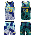 Custom Blue Green Reversible Basketball Suit for Adults and Kids Personalized Jersey enthsush