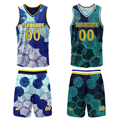 Custom Blue Green Reversible Basketball Suit for Adults and Kids Personalized Jersey enthsush