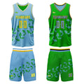 Custom Blue Green Reversible Basketball Suit for Adults and Kids Personalized Jersey enthsush