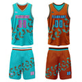 Custom Blue Orange Reversible Basketball Suit for Adults and Kids Personalized Jersey enthsush