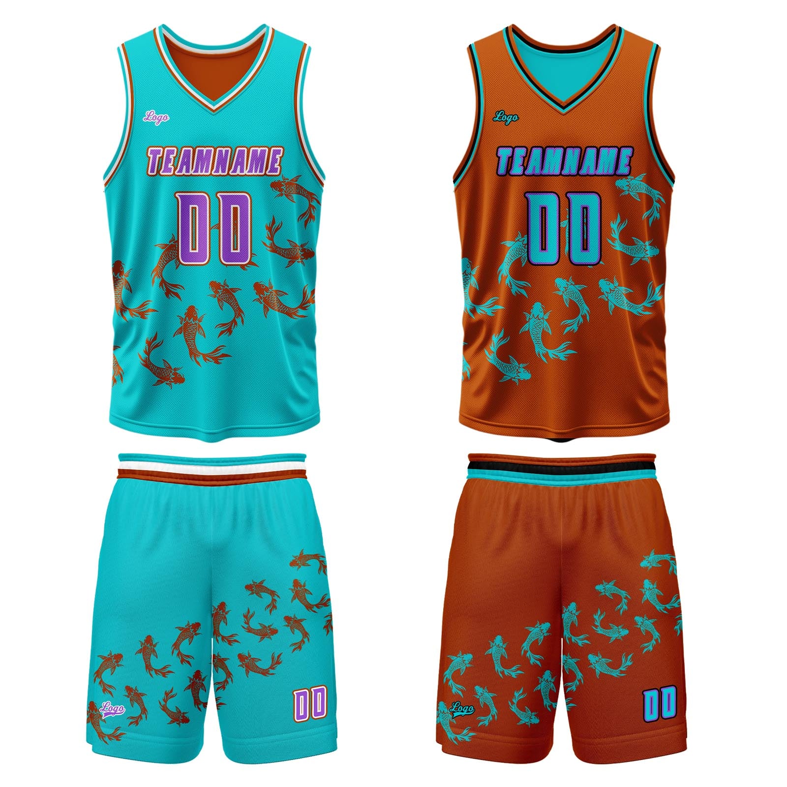 Custom Blue Orange Reversible Basketball Suit for Adults and Kids Personalized Jersey enthsush