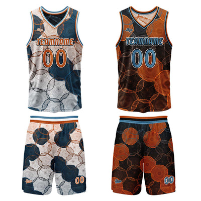 Custom Blue Orange Reversible Basketball Suit for Adults and Kids Personalized Jersey enthsush
