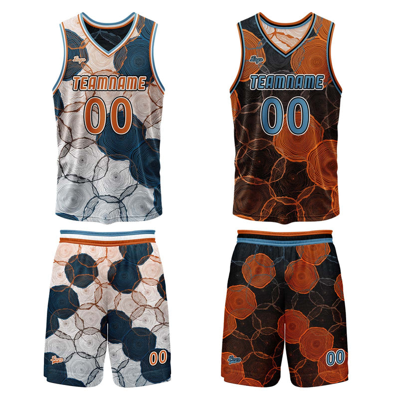 Custom Blue Orange Reversible Basketball Suit for Adults and Kids Personalized Jersey
