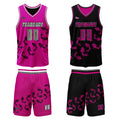 Custom Plum Pink Black Reversible Basketball Suit for Adults and Kids Personalized Jersey enthsush