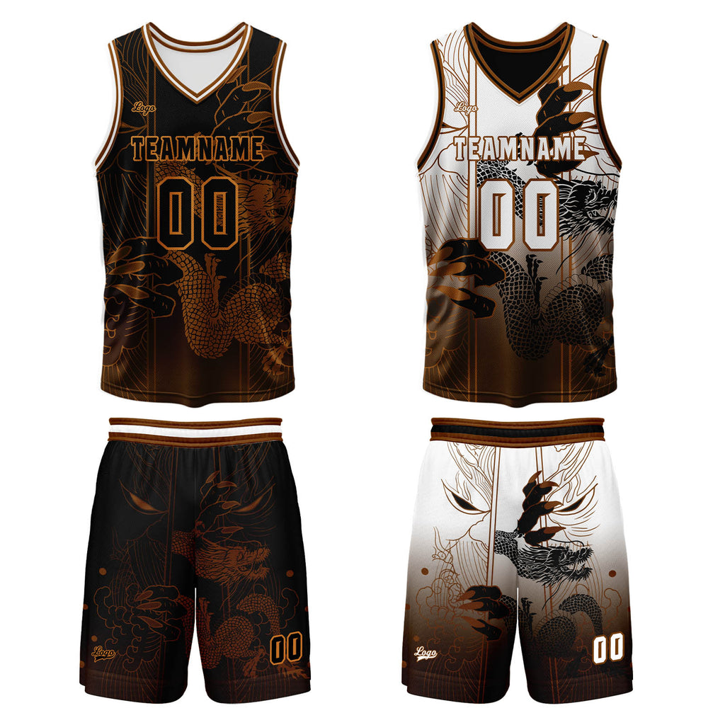 Custom Brown Reversible Basketball Suit for Adults and Kids Personalized Jersey enthsush