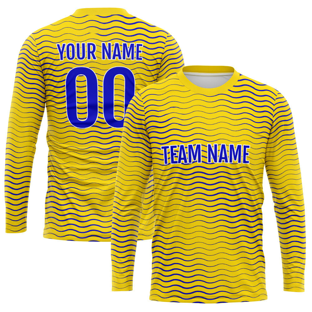 Custom Basketball Soccer Football Shooting Long T-Shirt for Adults and Kids Wave-Yellow enthsush