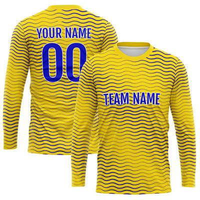 Custom Basketball Soccer Football Shooting Long T-Shirt for Adults and Kids Wave-Yellow enthsush
