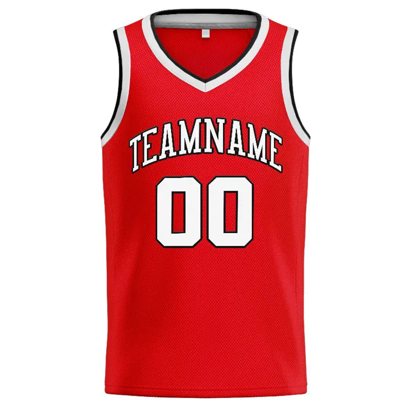 Custom Stitched Basketball Jersey for Men, Women And Kids Red-White-Black enthsush