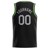 Custom Stitched Basketball Jersey for Men, Women And Kids Black-Neon Green-Gray