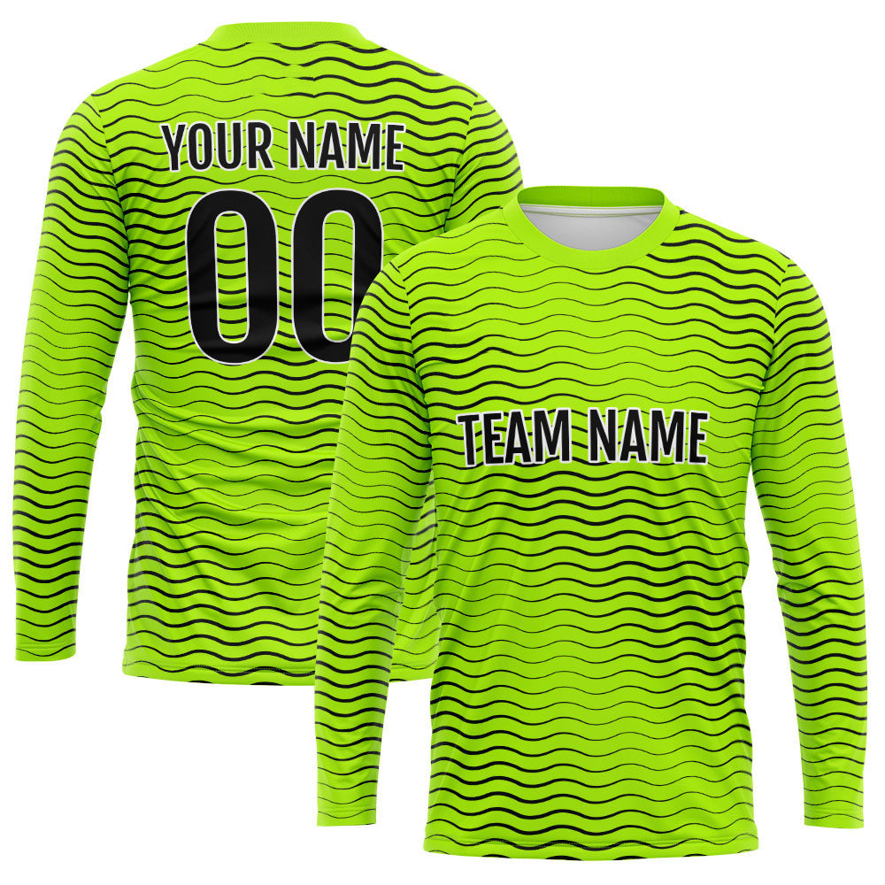 Custom Basketball Soccer Football Shooting Long T-Shirt for Adults and Kids Wave-Neon Green enthsush