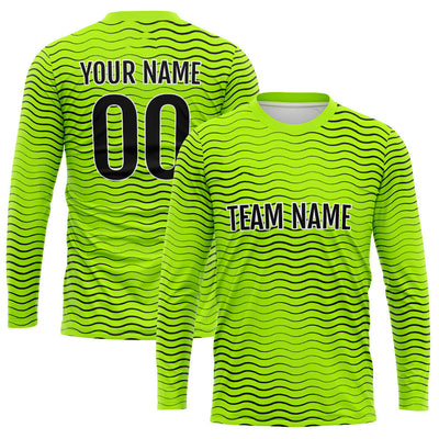 Custom Basketball Soccer Football Shooting Long T-Shirt for Adults and Kids Wave-Neon Green enthsush