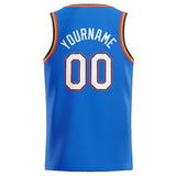 Custom Stitched Basketball Jersey for Men, Women And Kids Blue-White-Navy-Orange